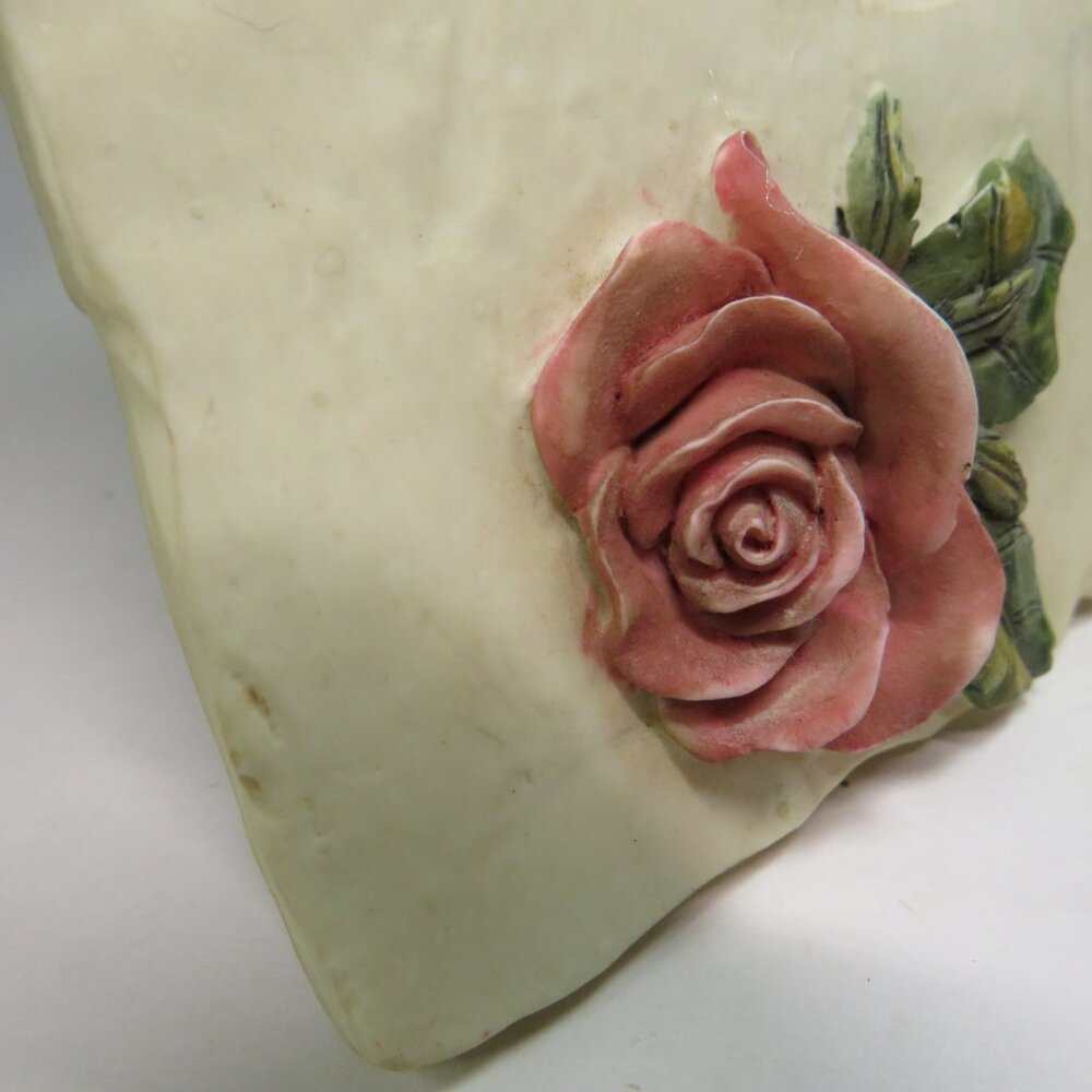 Rose Ceramic Tile Picture Frame Embossed & Engraved Rustic - Picture 6 of 15